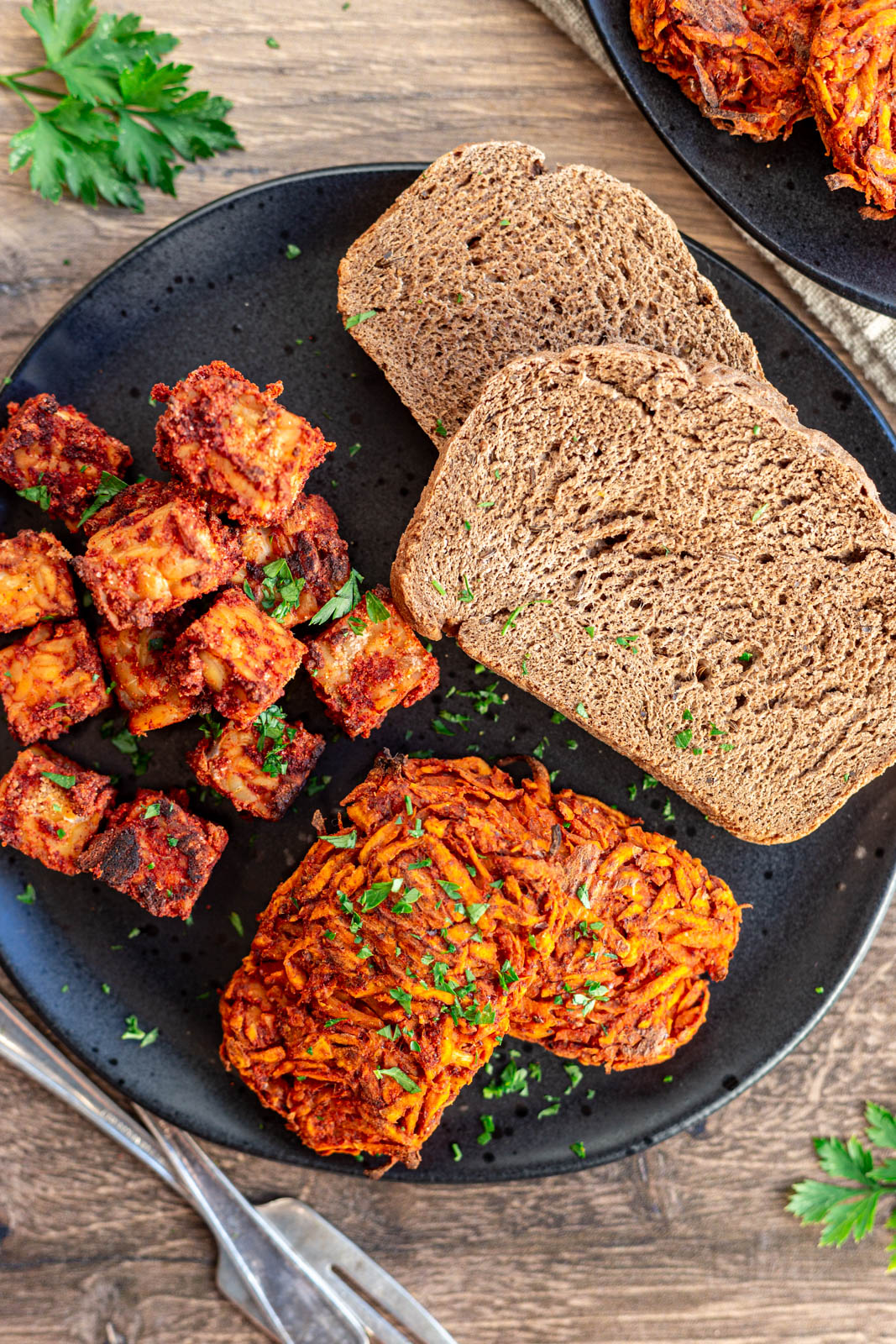 Sweet Potato Hash Browns with Tempeh Sausage